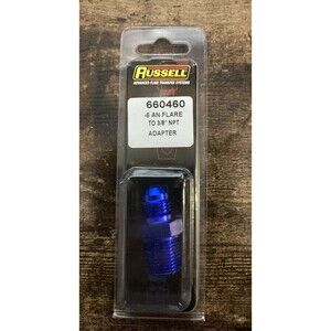 Russell 660460 Straight Male Adapter Fitting AN6 -6 6AN Flare to 3/8 NPT Blue